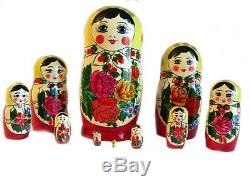 Traditional Russian nesting doll matryoshka babushka Semyonovskaya handmade