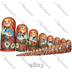 Traditional large Russian doll gift Matryoshka babushka doll set handpainted ART