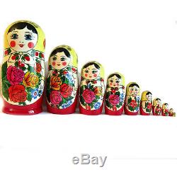 Traditional nesting doll matryoshka russian dolls Semyonovskaya girl 10 pcs 76k