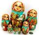Troika Matryoshka Winter Walks Big Babushka Russian 7 Hand Painted Nesting Dolls