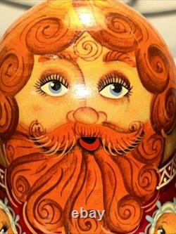 Twin Birth Red Headed Rare Signed Russian Handmade 5 Pce Matryoshka Nesting Doll