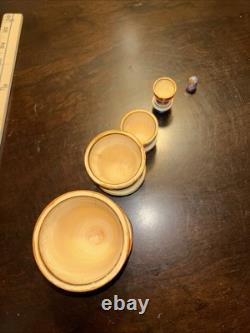 Twin Birth Red Headed Rare Signed Russian Handmade 5 Pce Matryoshka Nesting Doll