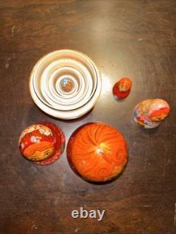 Twin Birth Red Headed Rare Signed Russian Handmade 5 Pce Matryoshka Nesting Doll