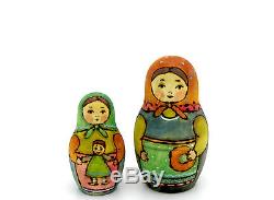 UNIQUE Russian stacking dolls 7 HAND PAINTED BIG Babushka Chicken RYABOVA signed