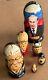 Ussr. Nesting Dolls Set Of 6 Hand Painted Wood Carved. 8 Inch