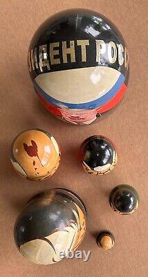 USSR. Nesting Dolls Set Of 6 Hand Painted Wood Carved. 8 inch