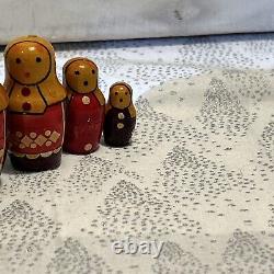 USSR Vintage Traditional Embellished 10 Pce Matryoshka Nesting Doll with Wood Base