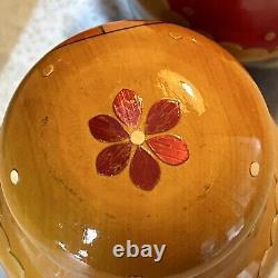 USSR Vintage Traditional Embellished 10 Pce Matryoshka Nesting Doll with Wood Base