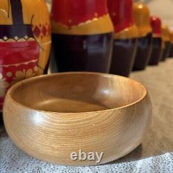 USSR Vintage Traditional Embellished 10 Pce Matryoshka Nesting Doll with Wood Base