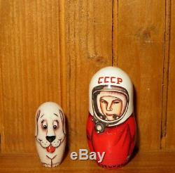 USSR cosmonaut Babushka SPACE Russian Nesting dolls Gagarin Titov Leonov Belka 5