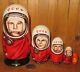 Ussr Cosmonaut Gagarin Space Russian Nesting Dolls Titov Leonov 5 Babushka Gift