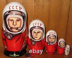 USSR cosmonaut Gagarin SPACE Russian Nesting dolls Titov Leonov 5 Babushka GIFT
