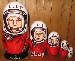 USSR cosmonaut Gagarin SPACE Russian Nesting dolls Titov Leonov 5 Babushka GIFT