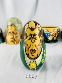U. S. Presidents Russian Nesting Dolls Hand-Painted Signed Mockba 7PC 1997 1 of 1