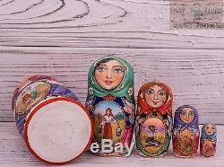 Ukraine authors Russian wooden nesting dolls matryoshka hand-painted 17cm 5pcs