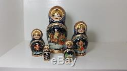 Unique, Gorgeous Russian nesting doll Winter, Matryoshka 5 pcs set, 7in high