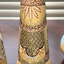 Unique Intricate Detail Hand Painted Wood Burned Matryoshka Russian Nesting Doll