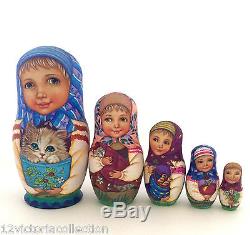 Unique Russian Nesting DOLL Hand Painted Babushka