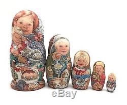 Unique Russian Nesting DOLL Hand Painted Babushka