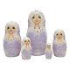 Unique Russian Nesting Doll Hand Painted Lavender Matryoshka Set Of 5 Signed