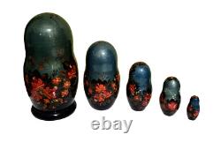 Unique Russian Nesting DOLL Hand Painted Matryoshka Signed Set of 5