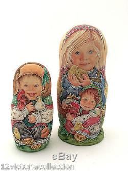 Unique Russian Nesting DOLL Hand Painted ONE of Find Babushka set