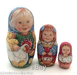 Unique Russian Nesting DOLL Hand Painted ONE of Find Babushka set