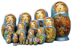 Unique Russian Nesting Doll Russian Fairy-Tale Ilya Murometz -20 dolls set