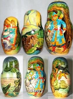 Unique Russian Nesting Doll Russian Fairy-Tales-Set of 11- Artist Signed