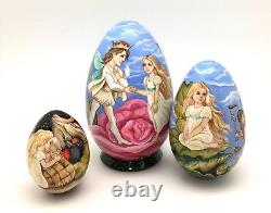 Unique Shape APPLE Russian Hand Painted Nesting Doll Thumbelina Fairy Tale