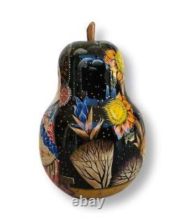 Unique Shape Pear Nesting Doll Mother with Child Hand Carved Hand Painted