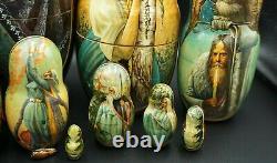 Unusual Russian Nested Dolls (Set of 10) Made in Russia LOOK! C 2000 Signed