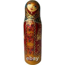VINTAGE Matryoshka Bottle Holder Small Russian Nesting Doll Handmade 7.25 High