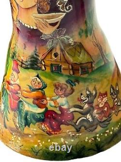 VINTAGE Matryoshka Fairytale Giant Turnip Nesting Doll 7Pc Rounded Cone Story
