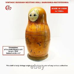 VINTAGE RUSSIAN NESTING DOLL BABUSHKA-MATRYOSHKA/ Made in USSR in 1960s