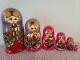 Vintage Set Of 6 Russian Matryoshka Nesting Dolls 8 To 1 As-pictured