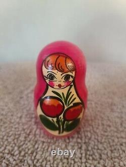 VINTAGE Set of 6 Russian Matryoshka Nesting Dolls 8 to 1 AS-PICTURED