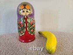 VINTAGE Set of 6 Russian Matryoshka Nesting Dolls 8 to 1 AS-PICTURED