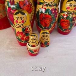 VTG 10 Pc Wood Russian Matryoshka Nesting Dolls 10 Made in USSR (pre-1991)