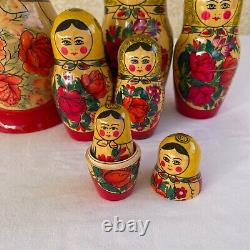 VTG 10 Pc Wood Russian Matryoshka Nesting Dolls 10 Made in USSR (pre-1991)