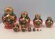 Vtg 10 Piece Russian Nesting Dolls Ornate Lady Hand Painted Gold Multi Russia