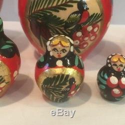 VTG 10 Piece Russian Nesting Dolls Ornate Lady Hand Painted Gold Multi Russia