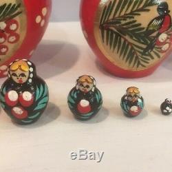 VTG 10 Piece Russian Nesting Dolls Ornate Lady Hand Painted Gold Multi Russia