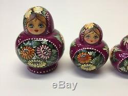 VTG BEAUTIFUL Russian Matryoshka Nesting Dolls, 10 pcs! Hand Painted, Flawless