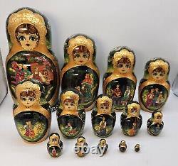 VTG Ceprueb Nocag Russian Fairy Tale Matryoshka Wooden Nesting Dolls 14