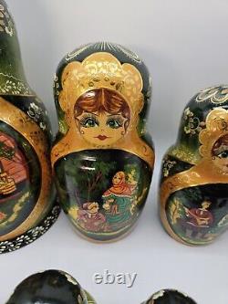 VTG Ceprueb Nocag Russian Fairy Tale Matryoshka Wooden Nesting Dolls 14