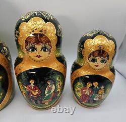 VTG Ceprueb Nocag Russian Fairy Tale Matryoshka Wooden Nesting Dolls 14