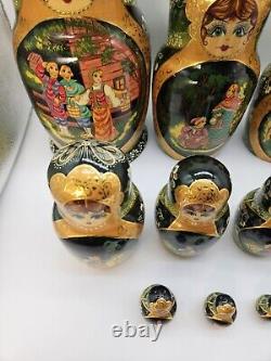 VTG Ceprueb Nocag Russian Fairy Tale Matryoshka Wooden Nesting Dolls 14