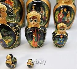 VTG Ceprueb Nocag Russian Fairy Tale Matryoshka Wooden Nesting Dolls 14