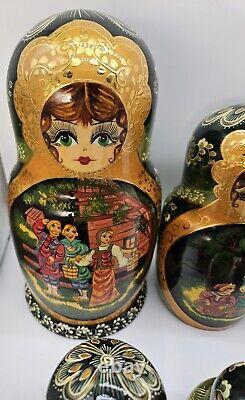 VTG Ceprueb Nocag Russian Fairy Tale Matryoshka Wooden Nesting Dolls 14